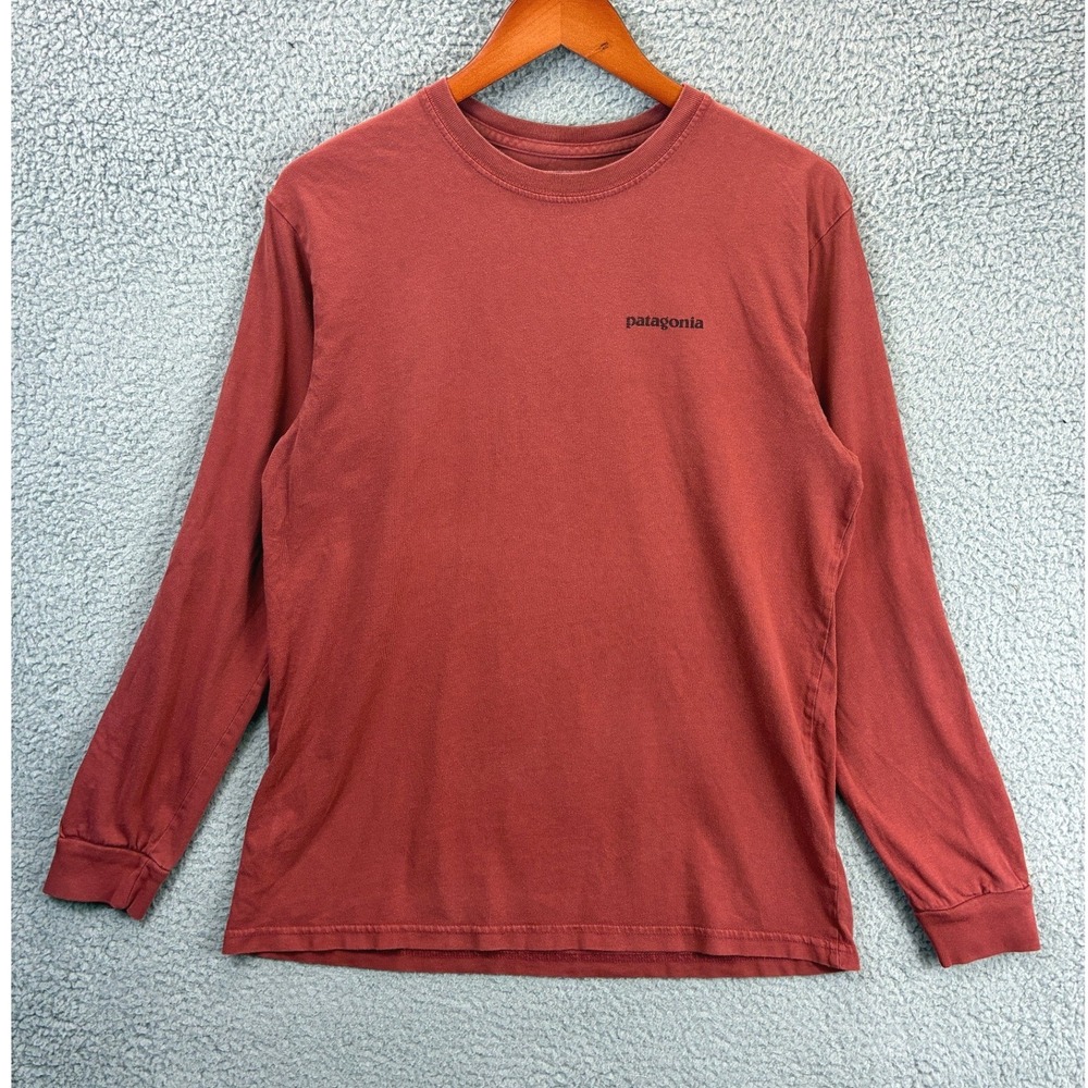 Patagonia Logo Crewneck T Shirt Mens M Rust Red Gorpcore Outdoor Hiking
